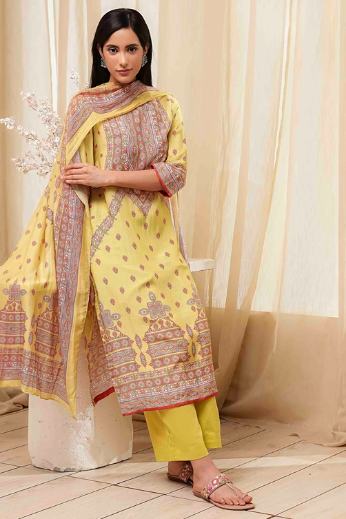 Green Modal Printed Straight Suit Set